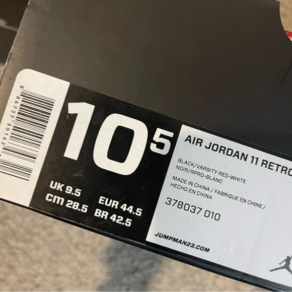 AIR JORDAN RETRO BRED 11 XI NIKE DS WITH BOX AND SHOE HORN ORIGINAL RARE
